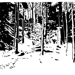 More Snow original hand printed woodcut print