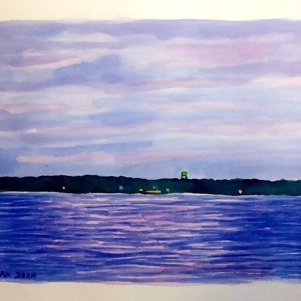 Conneaut Lake Sunset original watercolor 2020