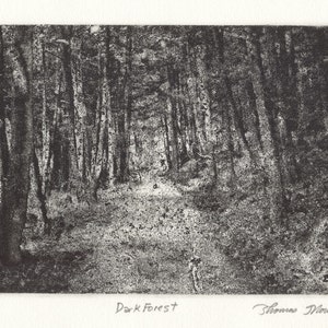 DARK FOREST original hand printed photo etching