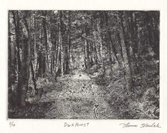 DARK FOREST original hand printed photo etching