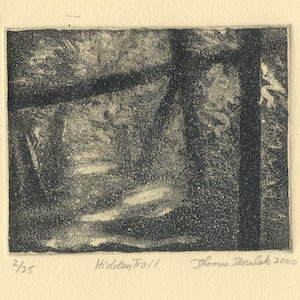 HIDDEN TRAIL original handgedruckte Kupferplatte Aquatinta Radierung