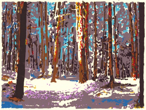 WINTER 1997 original hand printed silkscreen serigraph print in 9 colors