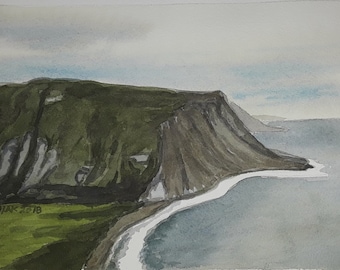 Waipio Valley original watercolor of Big Island, Hawai'i