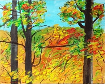 Autumn in West Virginia original acrylic plein air painting 2015
