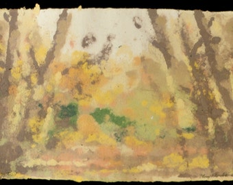 Autumn Trail original paper pulp painting