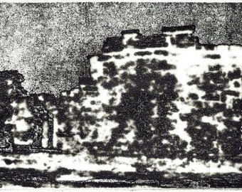 Tulum 1 original etching of Mayan ruins in Mexico