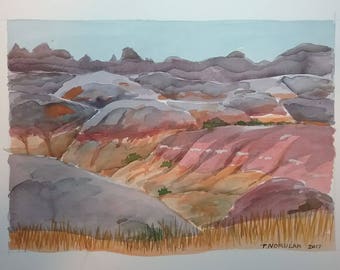 Badlands original watercolor 2017