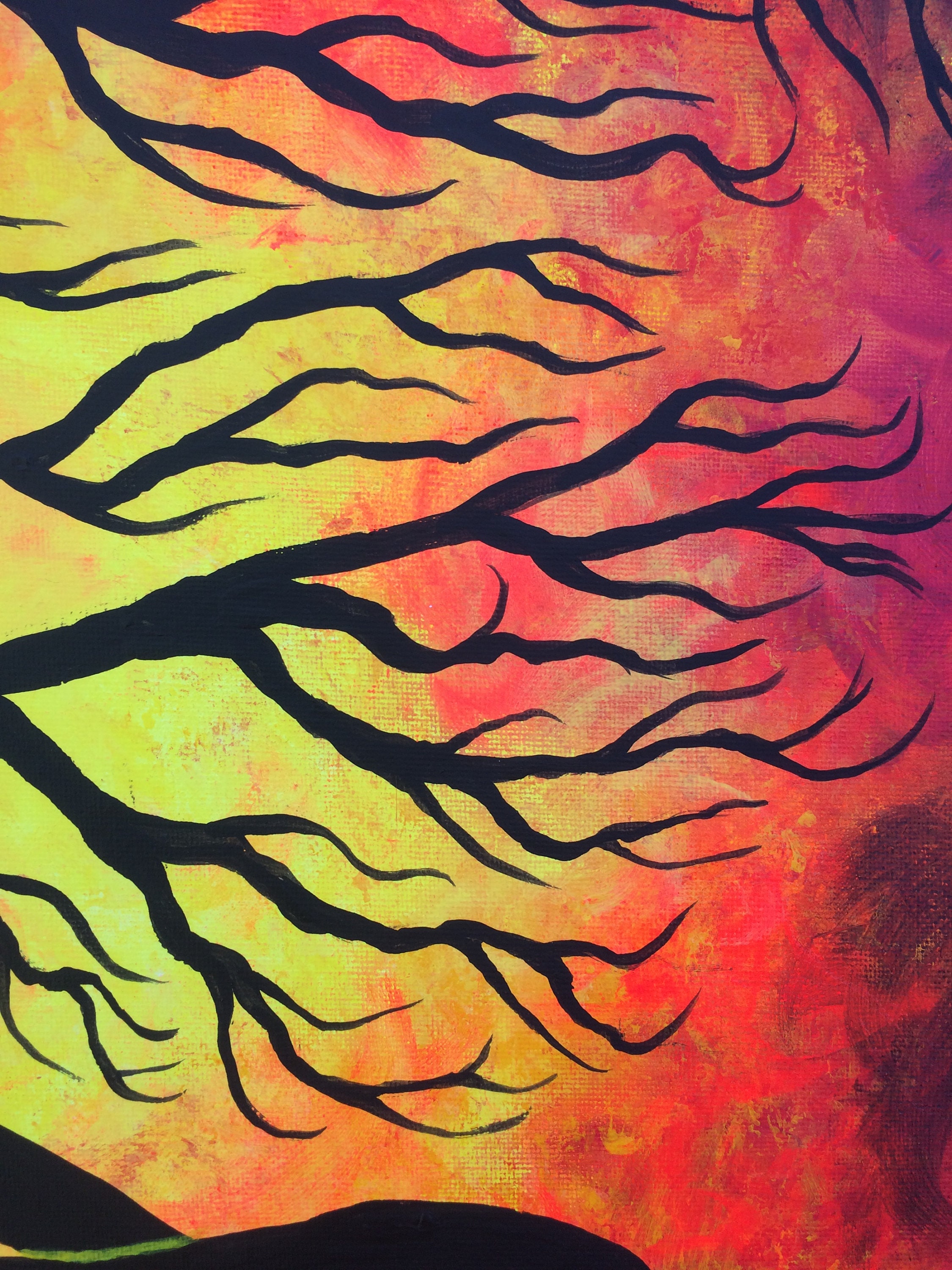 Tree of Life, 18x24, Fire, Original Painting, Wall Decor, Tree Painting