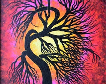 Original Tree of Life Acrylic Painting: Whimsical Home Decor (20x16)