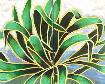 Century plant, acrylic painting, home décor, wall art, original painting