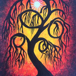 Decor, home decor, Wall Art, Tree painting, Weeping willow, Original art, Acrylic painting