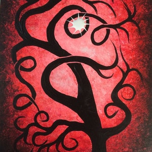 Wall art, tree of life, red tree, home decor,  fine art, original art, acrylic painting