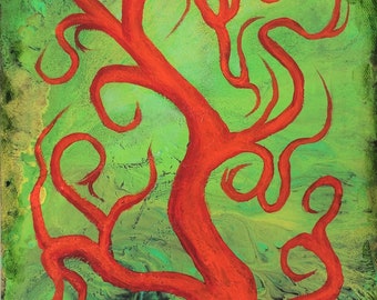 Home decor, Red tree, tree of life, Wall Art, Abstract painting, TREE painting, Original painting, Acrylic painting