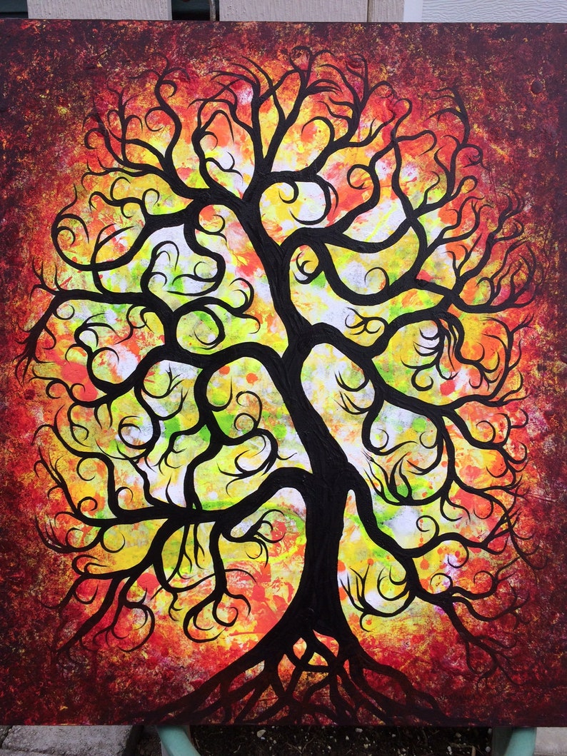 Tree of life Original painting tree painting Abstract tree Etsy