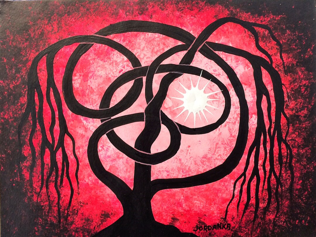 Wall Arttree Art Red Twisted Willow Tree Sun Original - Etsy