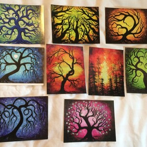 Art cad, cartes postales, jeu de 9 cartes, cartes arbre de vie