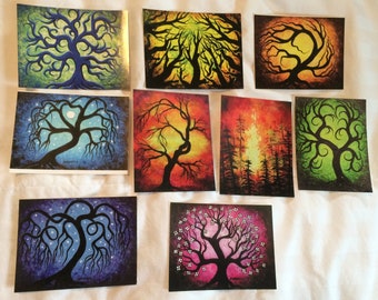 Art cads, post cards, set of 9 cards, tree of life cards