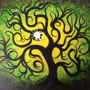 Tree painting, Original fine art, Green Tree of life, Original painting, wall art