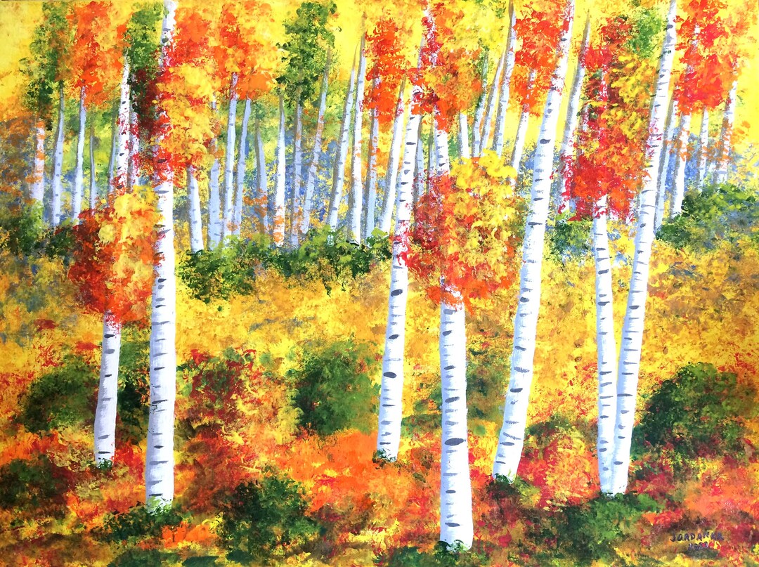 Wall Tree Art, Aspen Forest, Home Decor, Fine Art, Acrylic Painting - Etsy