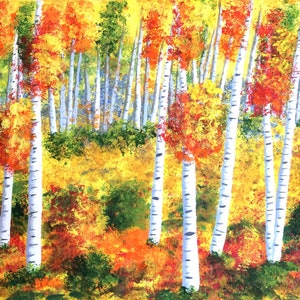 Wall tree art, aspen forest, home decor, fine art, acrylic painting