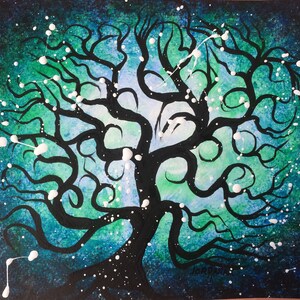 Tree painting, Blue TREE of life, Acrylic painting, Wall art, Home decor
