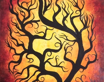 Arbre d'automne, Arbre de vie, Peinture originale, Peinture acrylique, Art de l'arbre, Art abstrait