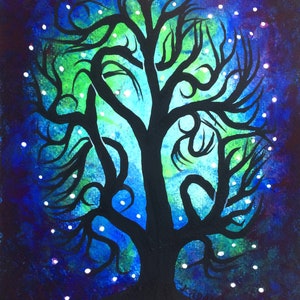 Blue tree, Original  Acrylic painting, fine art, home decor, tree painting