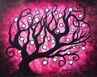 TREE painting, 9"x12", Pink Tree, tree of life, original painting, wall decor, acrylic painting