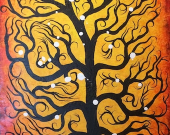 Wall art, tree art, tree of life painting, red tree, fine art, original art, acrylic painting
