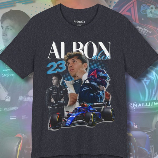 Alex Albon F1 Graphic Vintage Tee - 2024 Racing Shirt, Motorsport Clothing, Williams Formula 1 Team, AA23, F1 Gifts For Fans