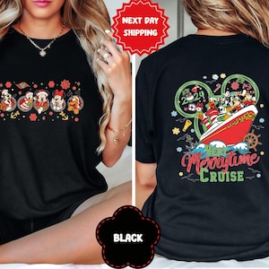 2-sided Mickey & friends Very Merrytime Cruises 2025 Christmas Shirt, Mickey&#39;s Very Merry Xmas Party Tee, Disney Wish Fantasy Magic Wonder