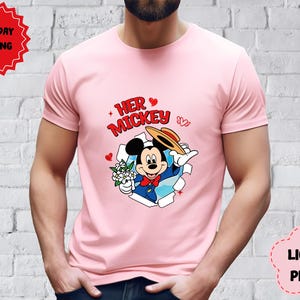 Disneyland Her Mickey His Minnie Shirt, Mickey And Minnie Valentine Couples Matching Shirt, His And Hers Gift, Disneyland Valentines Shirt