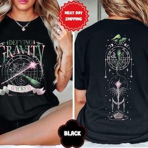 Wicked Defying Gravity t-shirt, Wicked the Musical, Pink Goes Good With Green tee, Broomstick Magic Wand, Movie Fan t-shirt