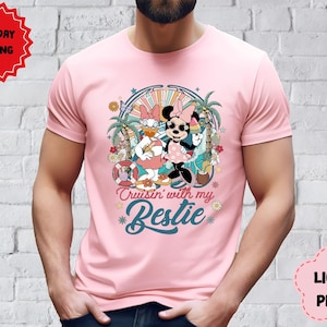 Disney Minnie Daisy zomershirt, Cruisin&#39; with my Bestie, zomer Disney Girls Cruise 2024-T-shirt, Disney Besties-shirt, Disney cadeau-shirt