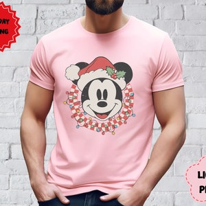 Chemise rétro Mickey, chemise de Noël Disney, chemise de Noël Mickey, chemise fête de Noël Disney, chemises de Noël Disney assorties