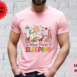 Christmas ICU Nurse Shirt, ICU Crew Funny Nicu Picu Nurse Tech Shirt, intensive care unit Rn Tshirt, Funny Santa I C U When Your&#39;re Sleeping
