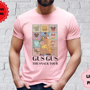 Grappige Gus Gus The Snack Tour-shirt, Assepoester Gus Gus-shirt, ziet eruit als een snack-T-shirt, bijpassende shirts Disney-familie