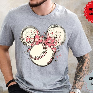 Disney Minnie Head Baseball Tee, Baseball Mouse Matching Shirt, Baseball Shirt, Disney Family Vacation Shirt Baseball Lover Tee Disney magic