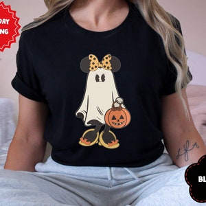 Retro Mickey Minnie Halloween Couple Shirts, Mickey Ghost Shirt, Minnie Ghost Shirt, Spooky Season Shirt, Disney Halloween Trip Shirts