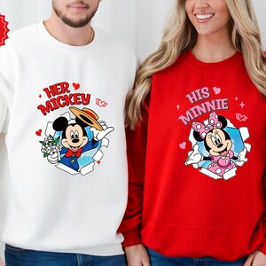 Disneyland Her Mickey His Minnie Shirt, Mickey And Minnie Valentine Couples Matching Shirt, His And Hers Gift, Disneyland Valentines Shir
