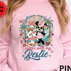 Disney Minnie Daisy zomershirt, Cruisin&#39; with my Bestie, zomer Disney Girls Cruise 2024-shirt, Disney Besties-shirt, Disney zomershirt