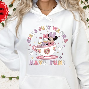 Moletom de verão da Disney Minnie Daisy, meninas só querem tomar sol, moletom da Disney Besties, moletom da Disneyworld, moletom com capuz de verão da Disney