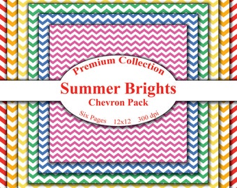 Premium Summer Brights Chevron Digital Paper Download