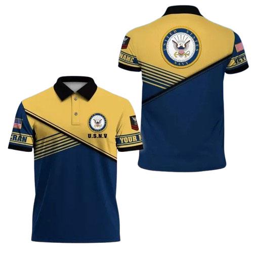 US Navy Veteran Polo - Custom Military Shirt - Patriotic Navy Apparel