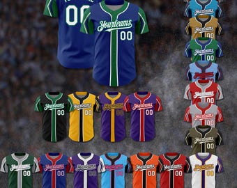 Custom Baseball Jersey Personalized Name Number Team Uniform | Men's Sports Shirt in Multiple Colors | Custom Team Gift for Him or Her