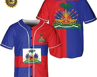 Personalized Haiti Baseball Jersey: Haitian Flag, Men's Jersey