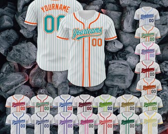 Custom Pinstripe Baseball Jersey with Team Name and Number, Personalized Button-Front Softball Shirt, Multiple Colors and Sizes