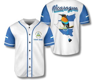 Custom Nicaragua Baseball Jersey with Name, Nicaraguan Flag Map Shirt