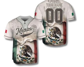 Custom Mexico Baseball Jersey, Personalized Mexican Flag Eagle Shirt