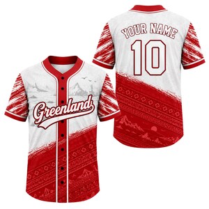 Greenland Inuit Pattern Baseball Jersey Personalized Name Number Button Up Arctic Island Pride Shirt